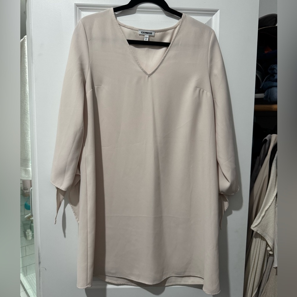 Express Cream V-Neck Dress